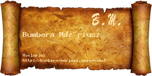 Bumbera Máriusz névjegykártya